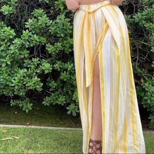 High rise yellow striped pants